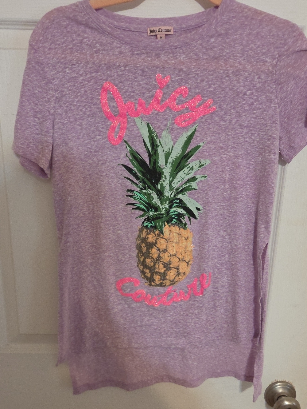 Juicy Couture Lavender Tee with Pineapple Graphic VINTAGE Y2K MEDIUM